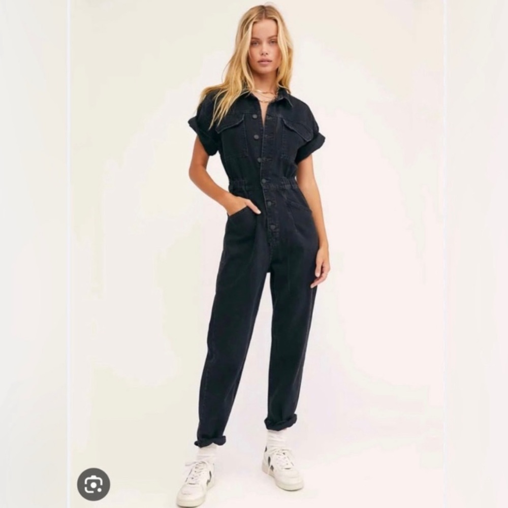 Free People Marci Denim Coverall Jumpsuit Extra Small